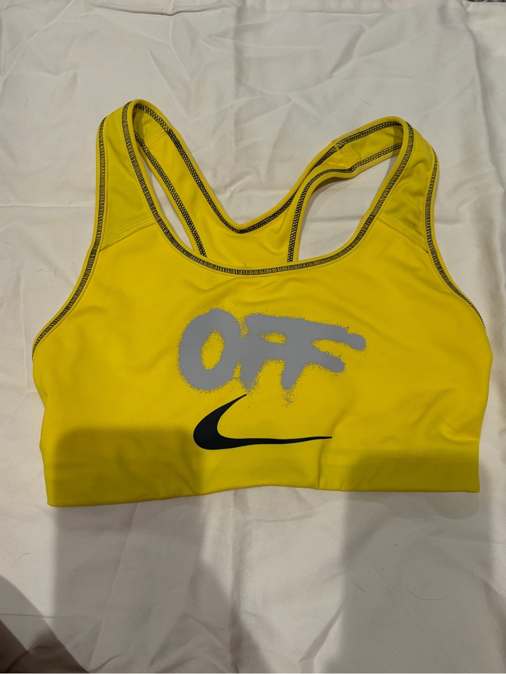 Off-White WOMAN Yellow Sports Bra with Black Nike Logo - XS